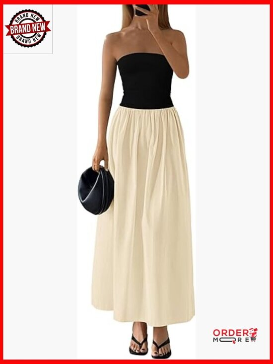 Dresses & Skirts - Strapless Maxi Dress Tube Top A-Line Long Formal Cocktail Party Dress